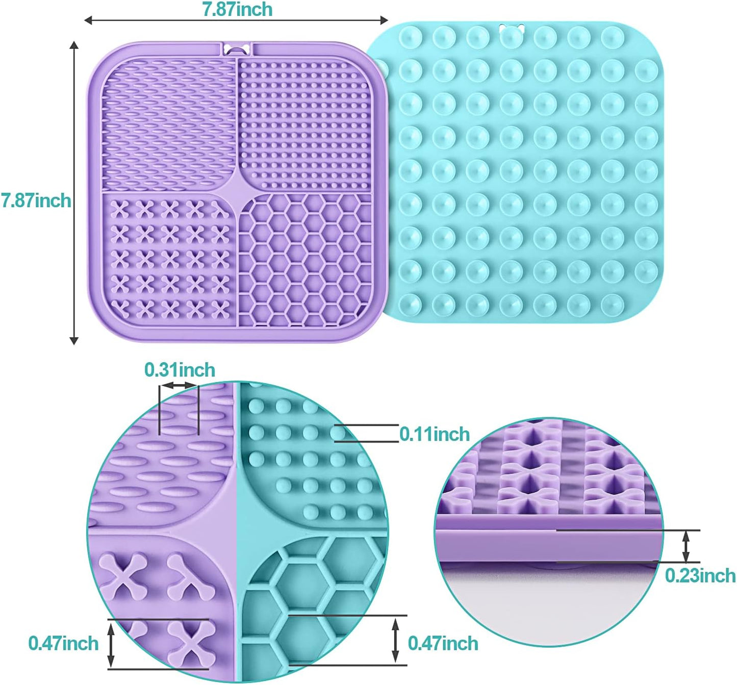 Lick Mat for Dogs & Cats 2 Pack with Suction Cups, Dog Lick Mat for Anxiety Relief, Dog Toys to Keep Them Busy, Peanut Butter Licking Pad for Boredom Reducer