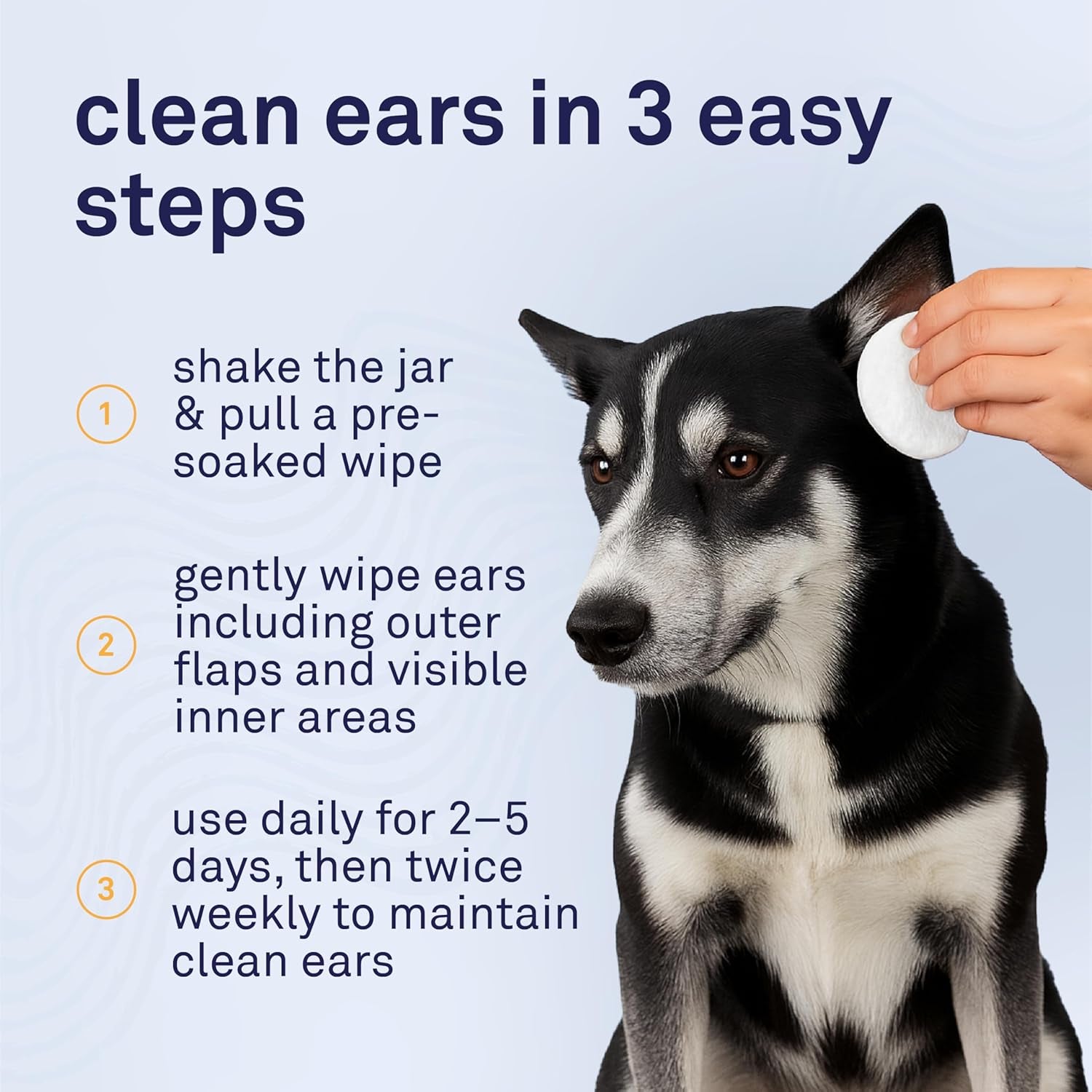 | Dog Ear Cleaner Wipes - Ultra Soft Cotton Pads in Coconut Oil Aloe Solution - Dog Ear Rinse & Cleanser 100 Ct.