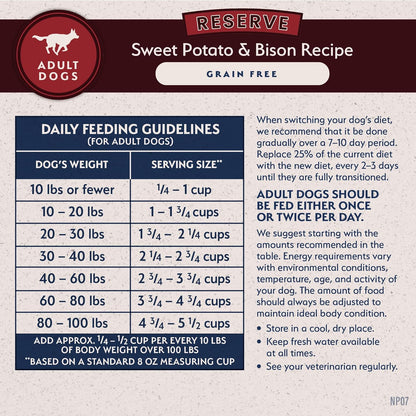 Limited Ingredient Adult Grain-Free Dry Dog Food, Reserve Sweet Potato & Bison Recipe, 12 Pound (Pack of 1)