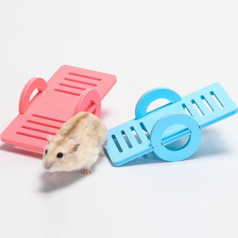 Hamster Toy Wooden Bridge Swing Seesaw Pet Supplies Rat Hamster Mouse Small Animal Wooden Toys Pet Cage Accessories