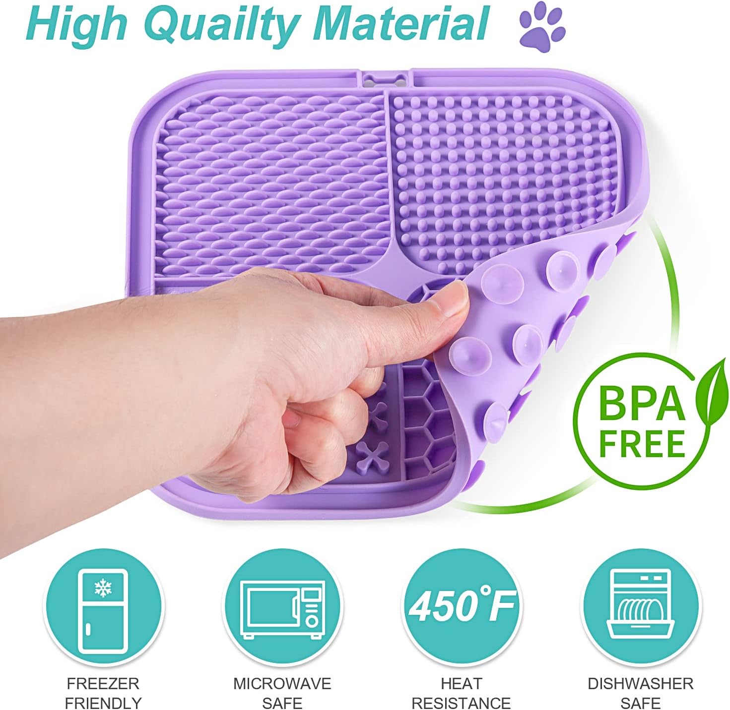 Lick Mat for Dogs & Cats 2 Pack with Suction Cups, Dog Lick Mat for Anxiety Relief, Dog Toys to Keep Them Busy, Peanut Butter Licking Pad for Boredom Reducer