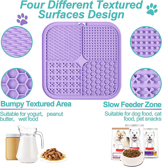 Lick Mat for Dogs & Cats 2 Pack with Suction Cups, Dog Lick Mat for Anxiety Relief, Dog Toys to Keep Them Busy, Peanut Butter Licking Pad for Boredom Reducer