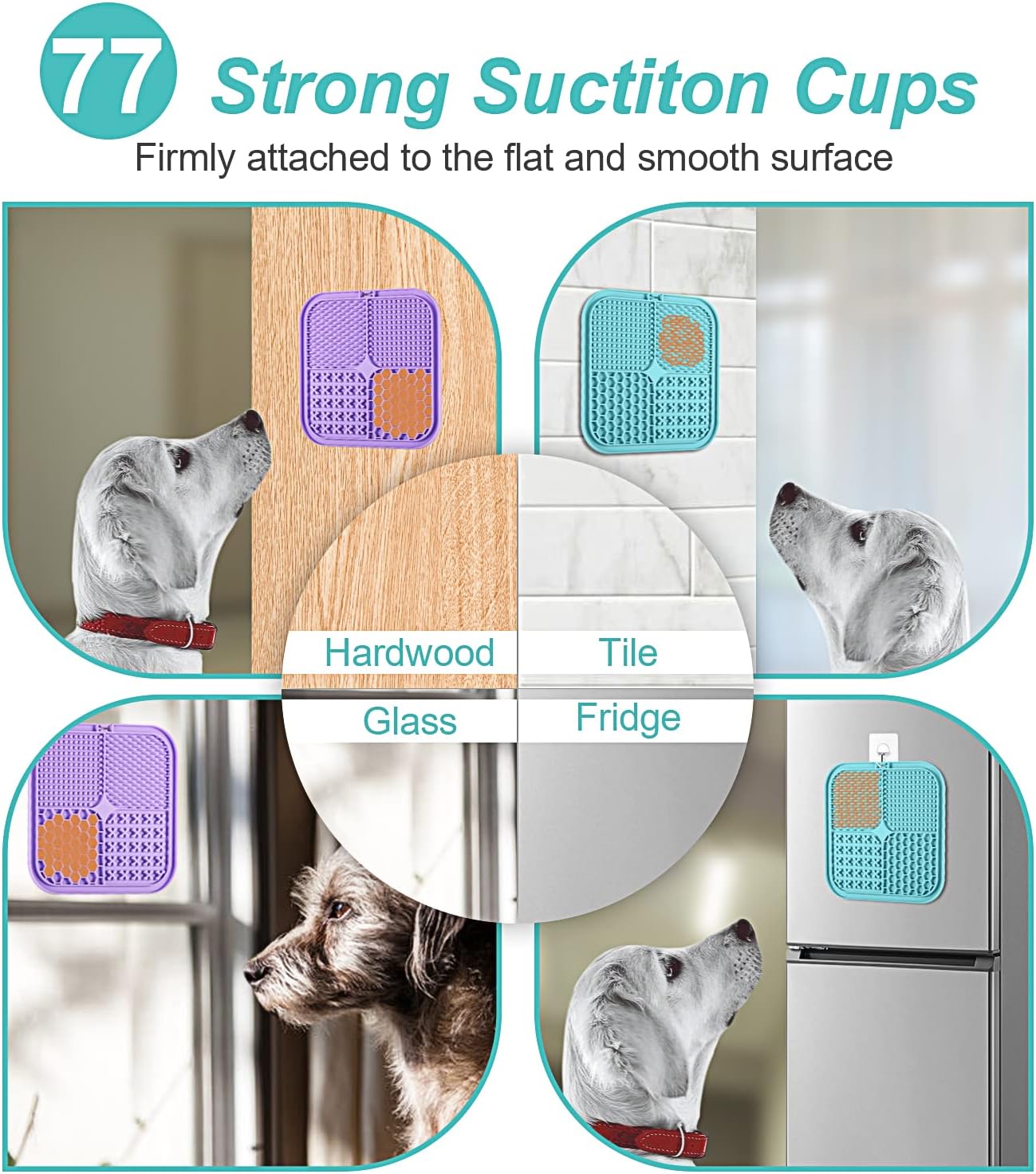 Lick Mat for Dogs & Cats 2 Pack with Suction Cups, Dog Lick Mat for Anxiety Relief, Dog Toys to Keep Them Busy, Peanut Butter Licking Pad for Boredom Reducer