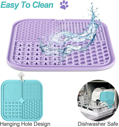 Lick Mat for Dogs & Cats 2 Pack with Suction Cups, Dog Lick Mat for Anxiety Relief, Dog Toys to Keep Them Busy, Peanut Butter Licking Pad for Boredom Reducer