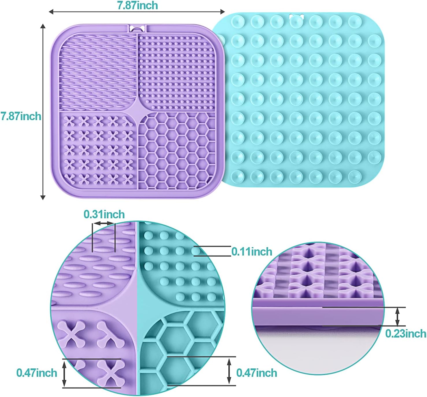 Lick Mat for Dogs & Cats 2 Pack with Suction Cups, Dog Lick Mat for Anxiety Relief, Dog Toys to Keep Them Busy, Peanut Butter Licking Pad for Boredom Reducer
