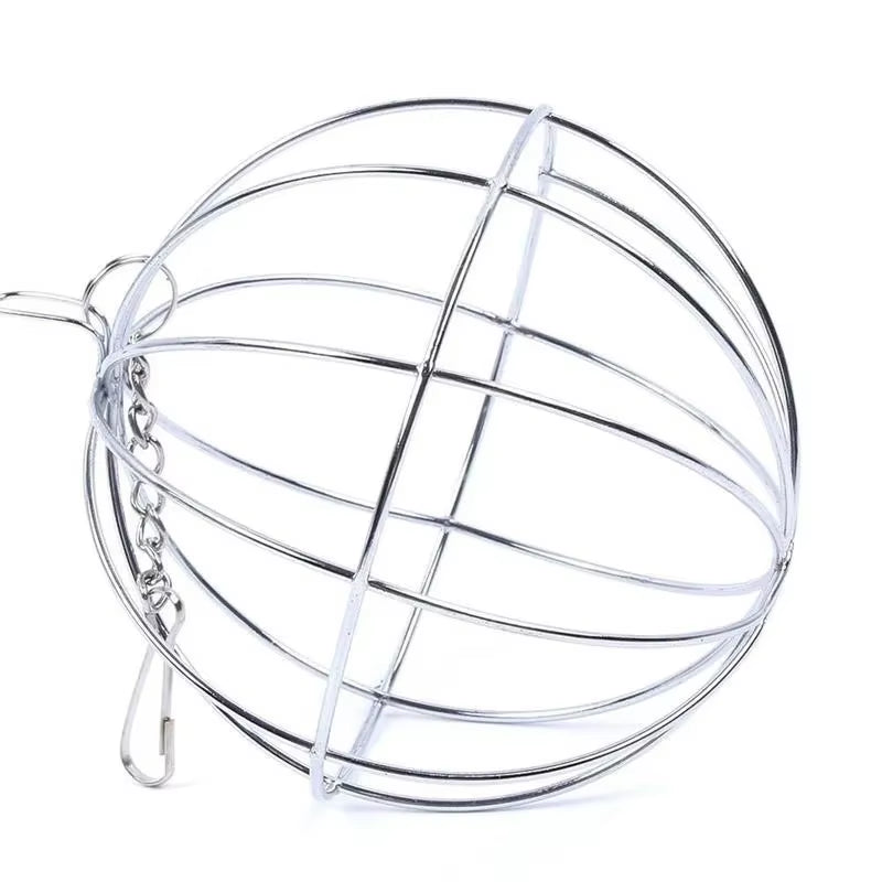 Round Sphere Feed Dispenser Suspendable Plated Hay Rack Ball Pet Toy Guinea Pig Hamster Rabbit Grass Hanging Ball Toy