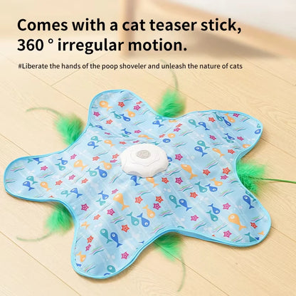 Cat Toys Interactive Hide and Seek Cat Toy with Mouse Squeaky Motion Activated Moving Concealed Feathers Kitten Teaser Toy