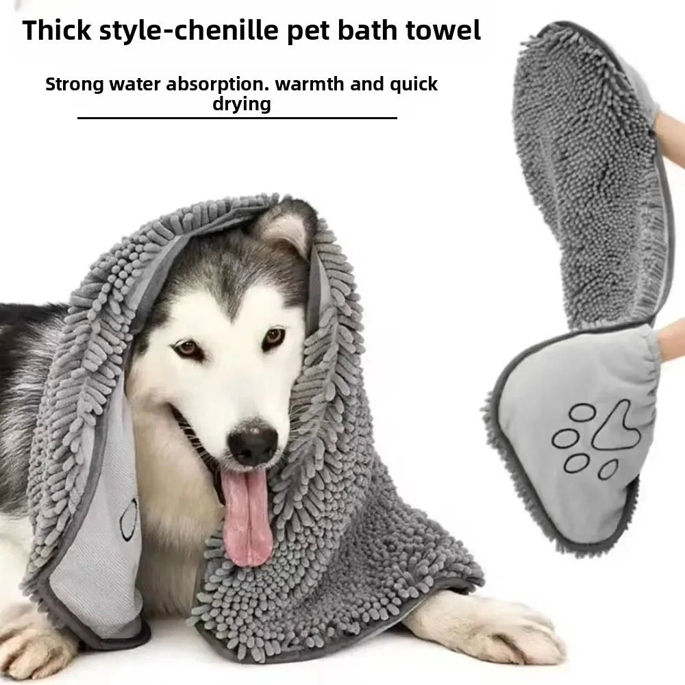 Super Absorbent Pet Bath Towel Quick-Drying Cat Towels Convenient Soft Bath Robe Dry Pet Cleaning Washcloth Dog Accessories