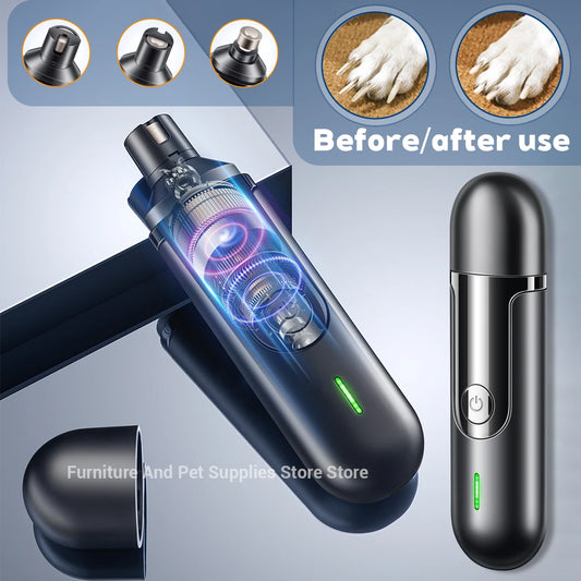 Electric Dog Nail Grinder Pet Nail Clipper USB Rechargeable Pet Nail Trimmers Painless with Polisher Wheel for Small/Large Pets